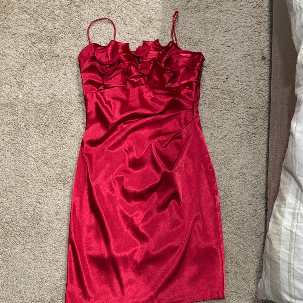 Elegant Red Satin Dress